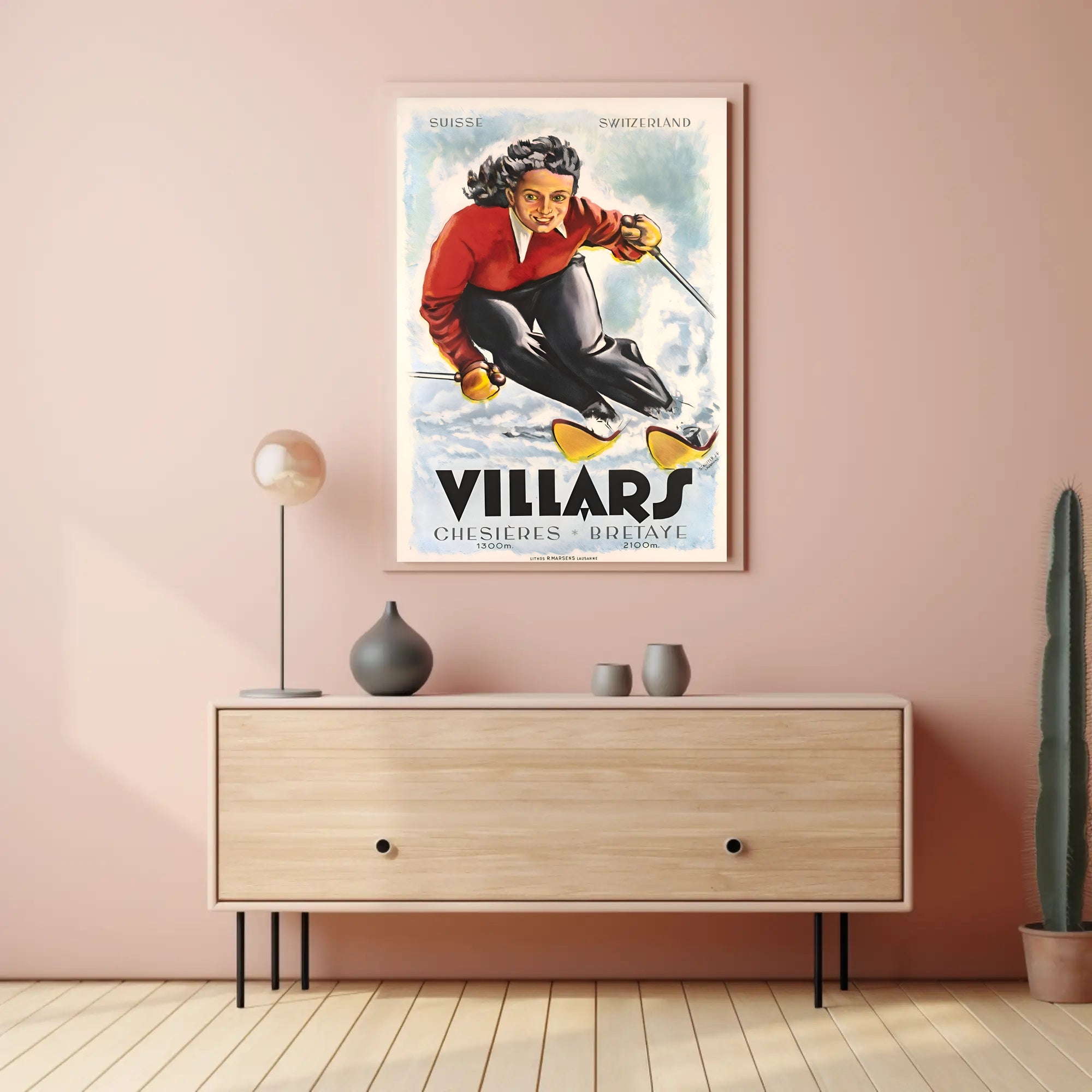 Villars Skiing Poster PosterGoat