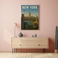 New York City Skyline Cityscape Poster Modern Wall Art