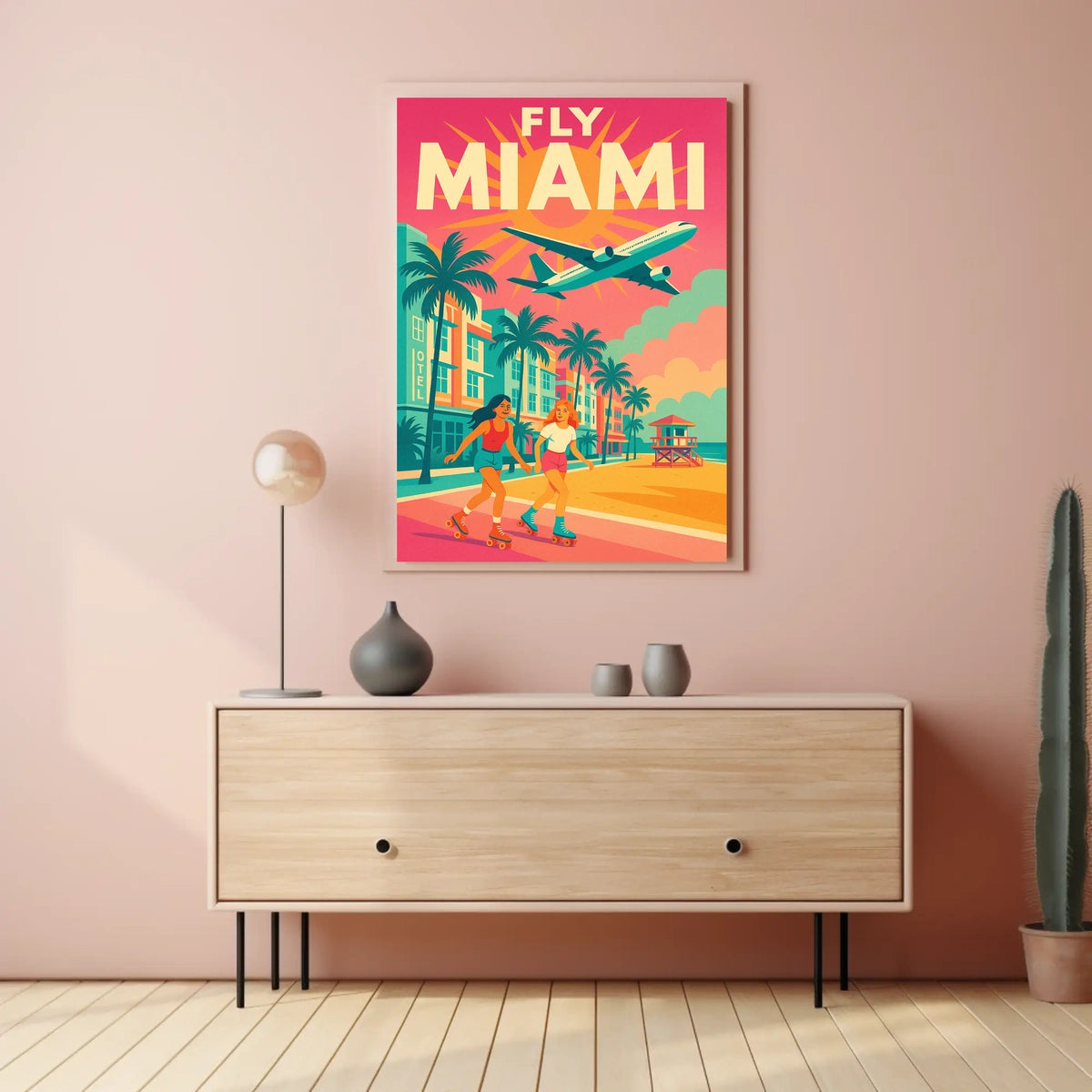 Miami Roller Skating Adventure Travel Poster