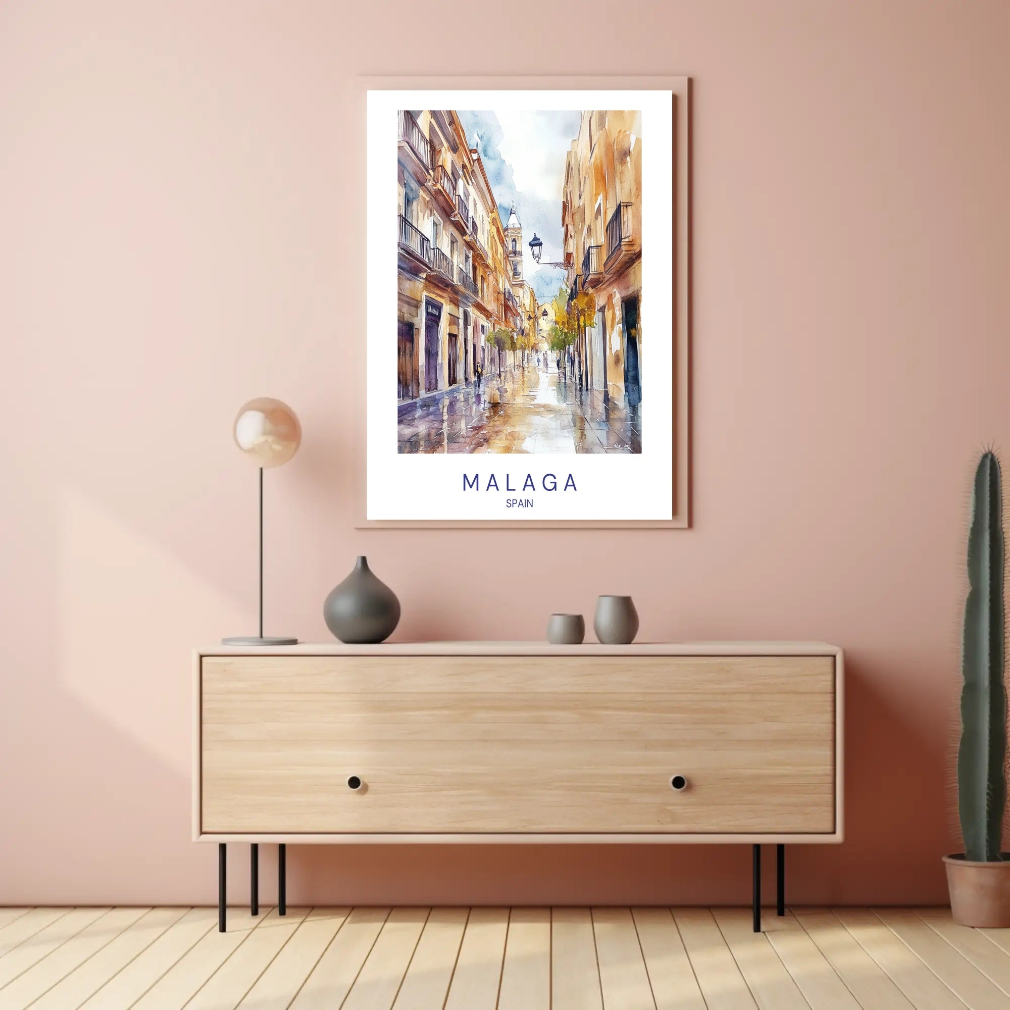 Malaga Street Scene Poster PosterGoat