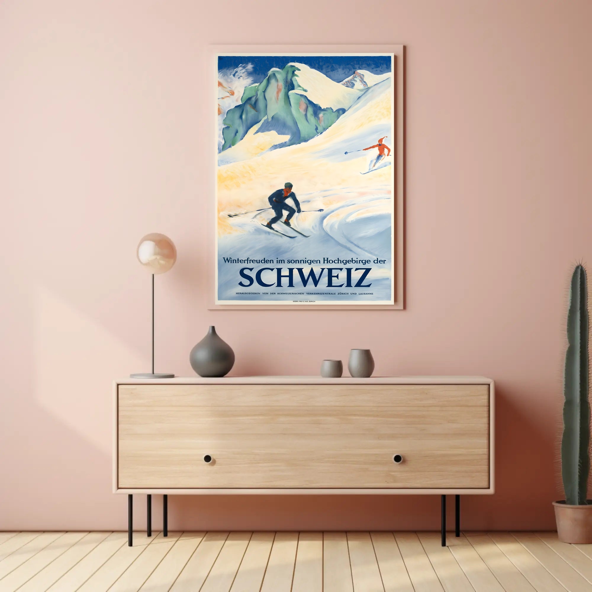 Swiss Alps Vintage Ski Adventure Travel Poster PosterGoat