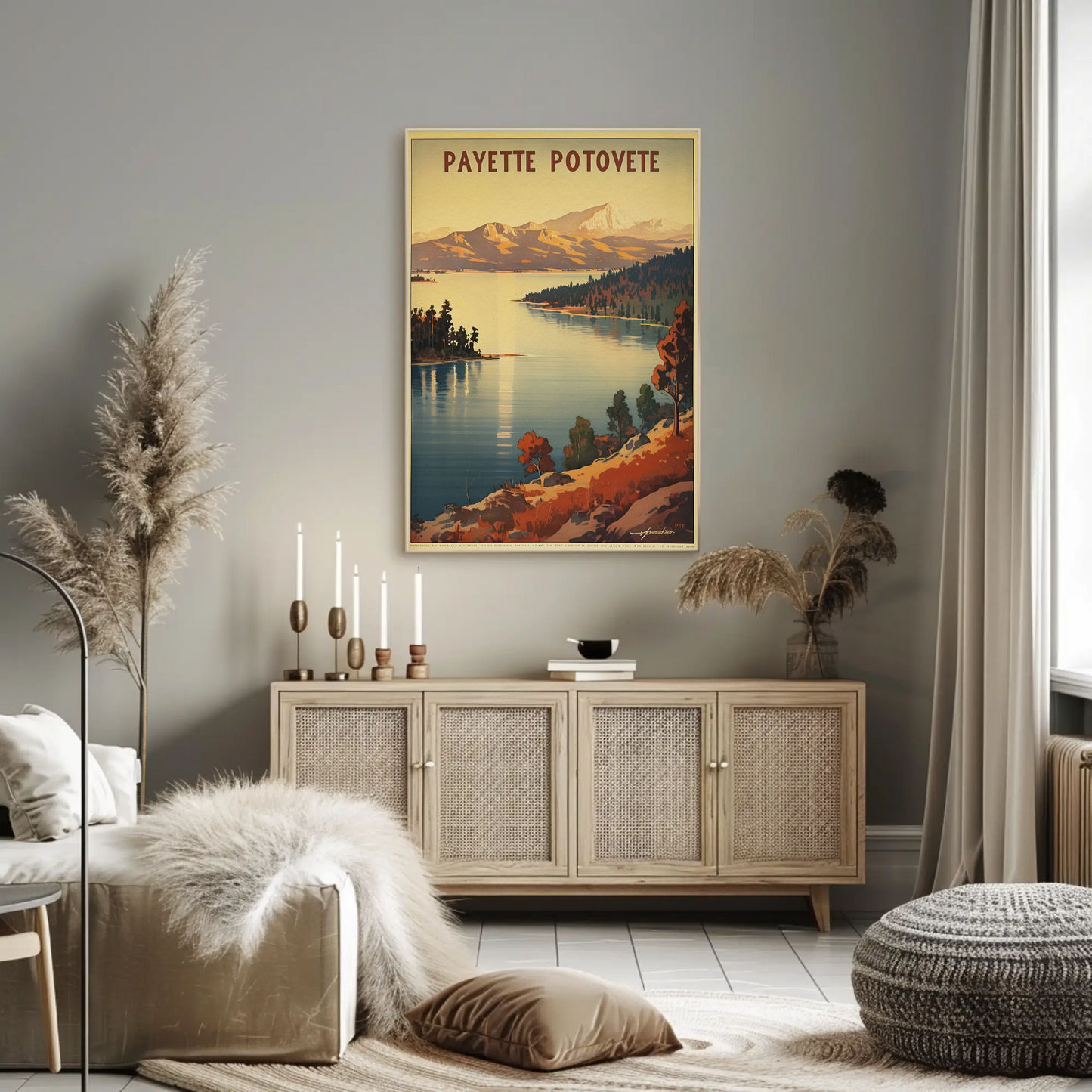Payette Lake Idaho Scenic Mountain Water Travel Poster