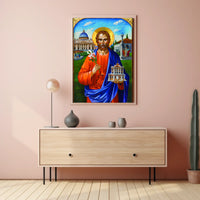 Saint with Lily and Church Iconography Poster