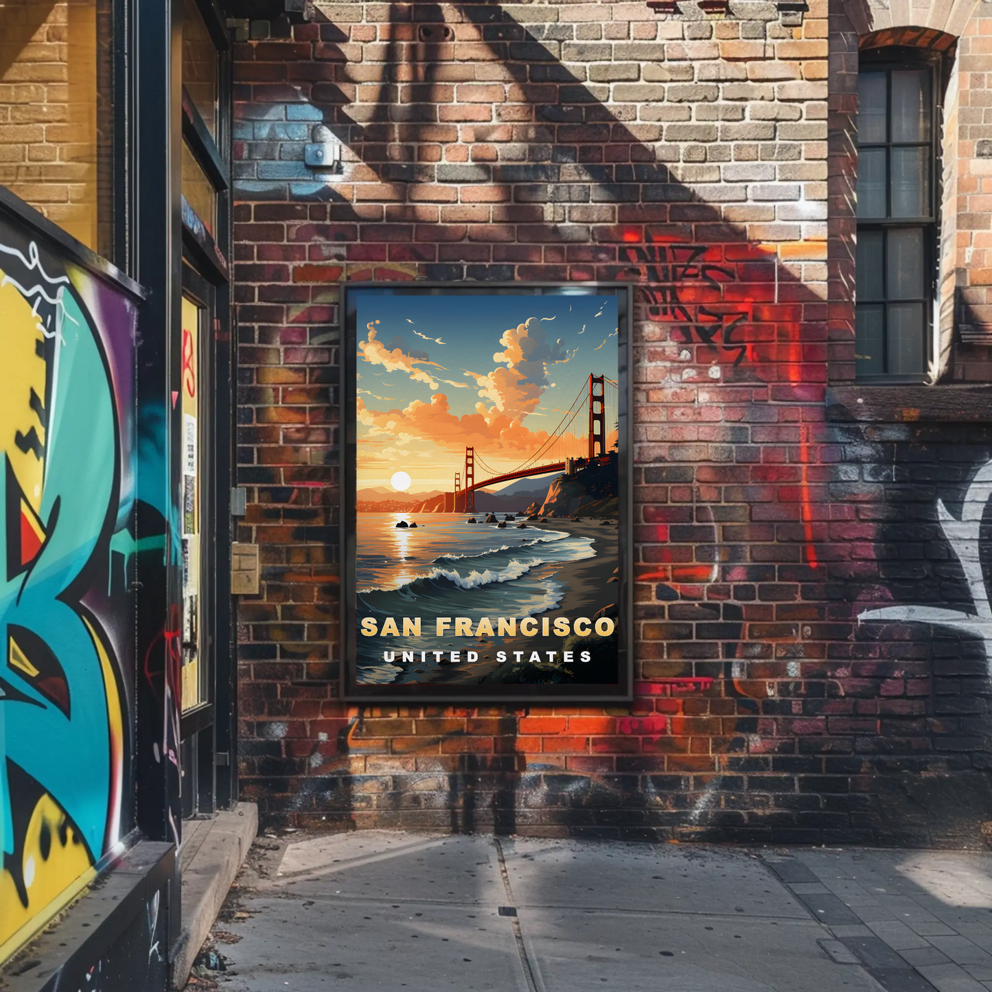 San Francisco Golden Gate Sunset Vintage Travel Poster