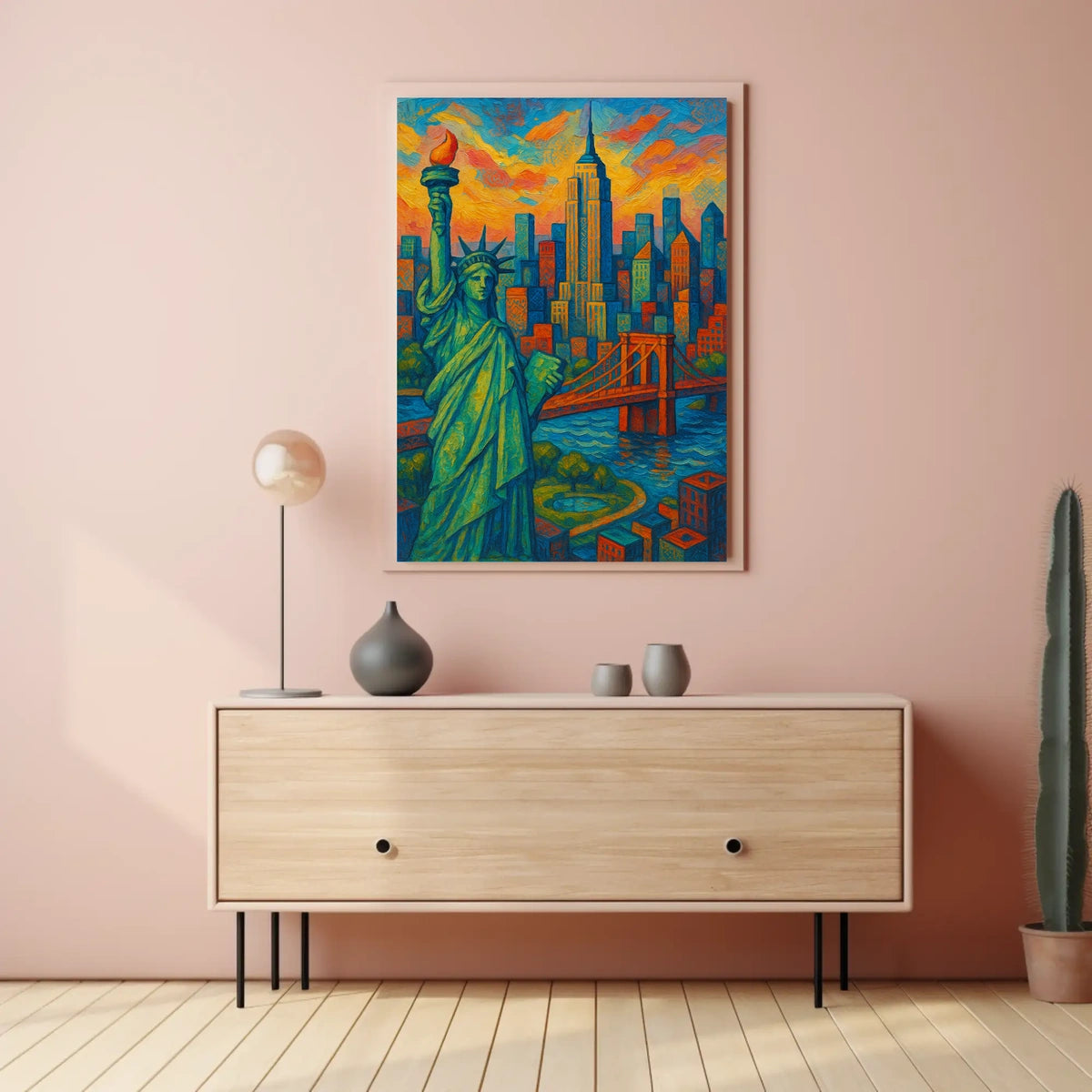 New York City Skyline Poster Impressionistic Wall Art