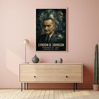 Lyndon B. Johnson 36th President of the United States Double Exposure Poster