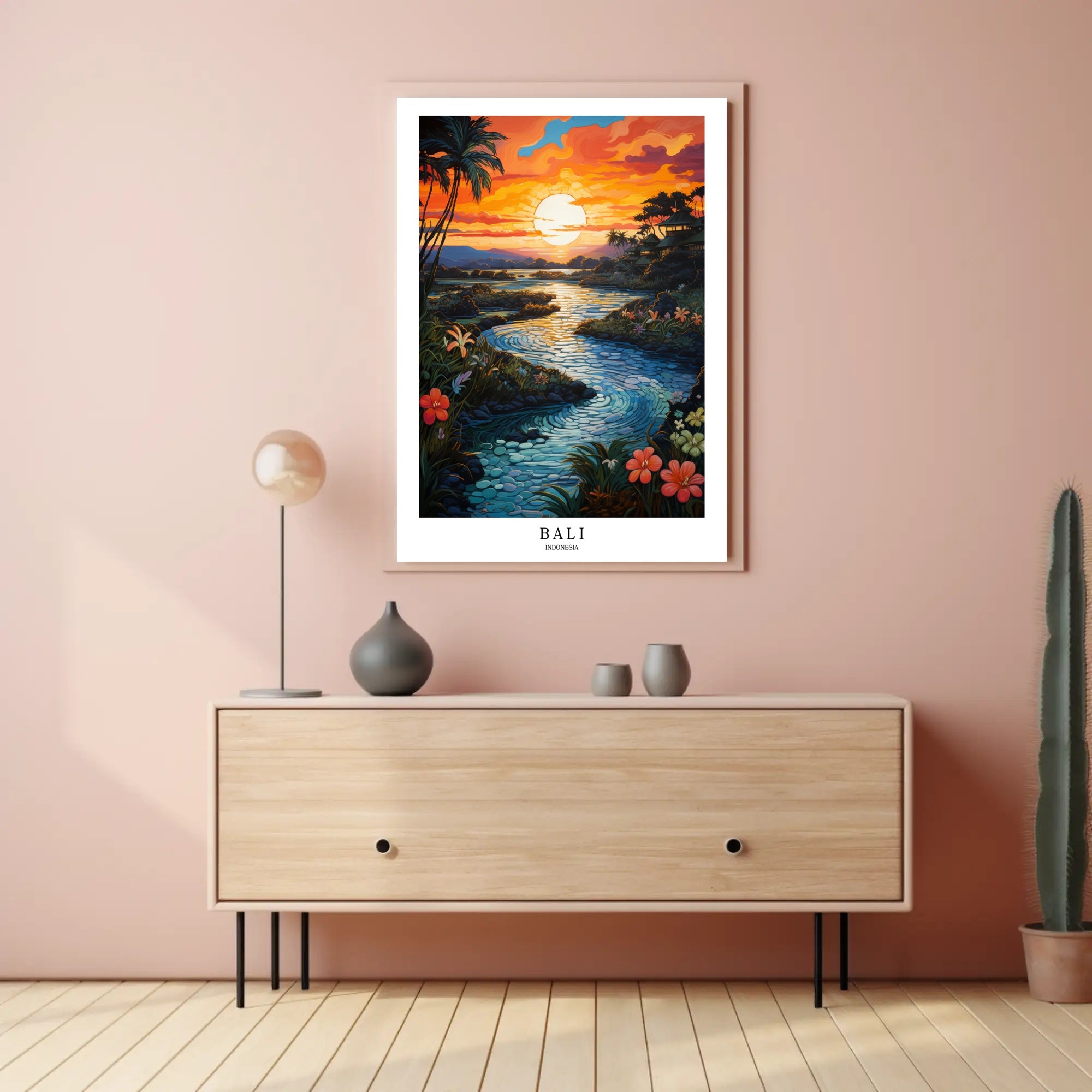 Bali Sunset Tropical Getaway Travel Poster PosterGoat
