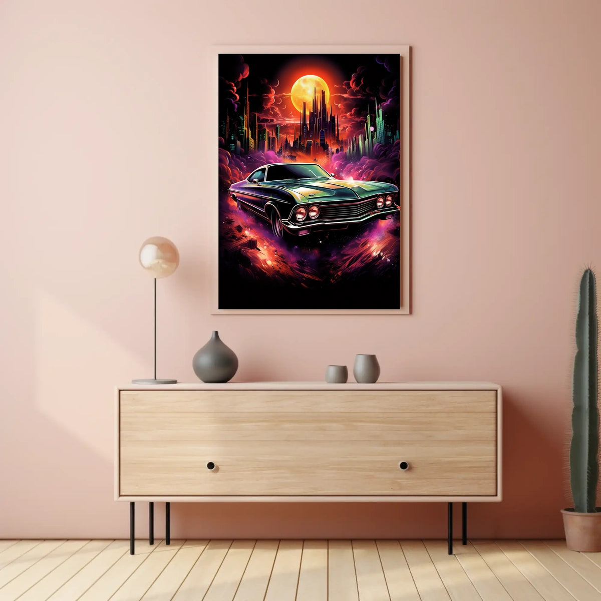 Neon Cityscape Drive Poster