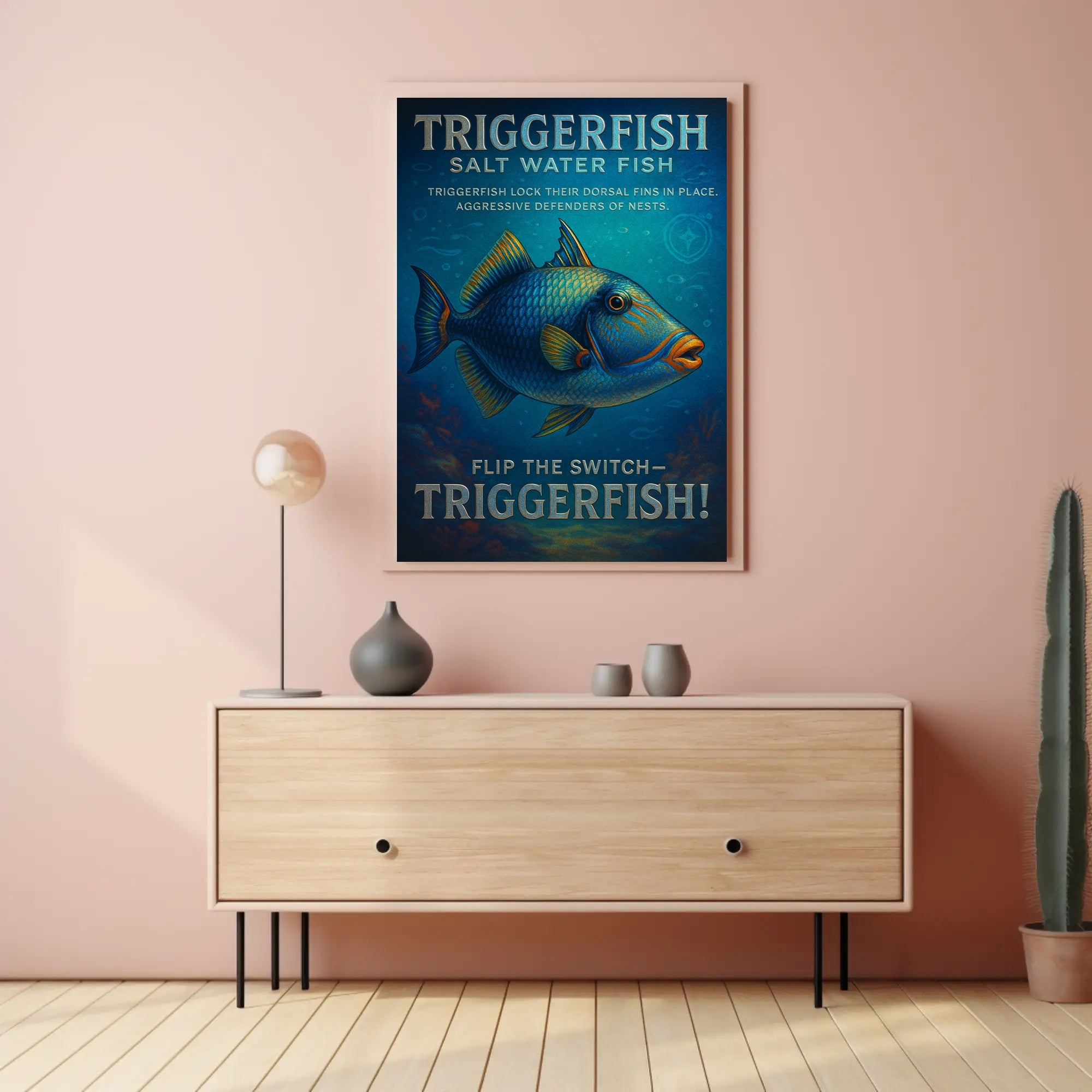 Triggerfish Ocean Art Print: Educational Animal Poster