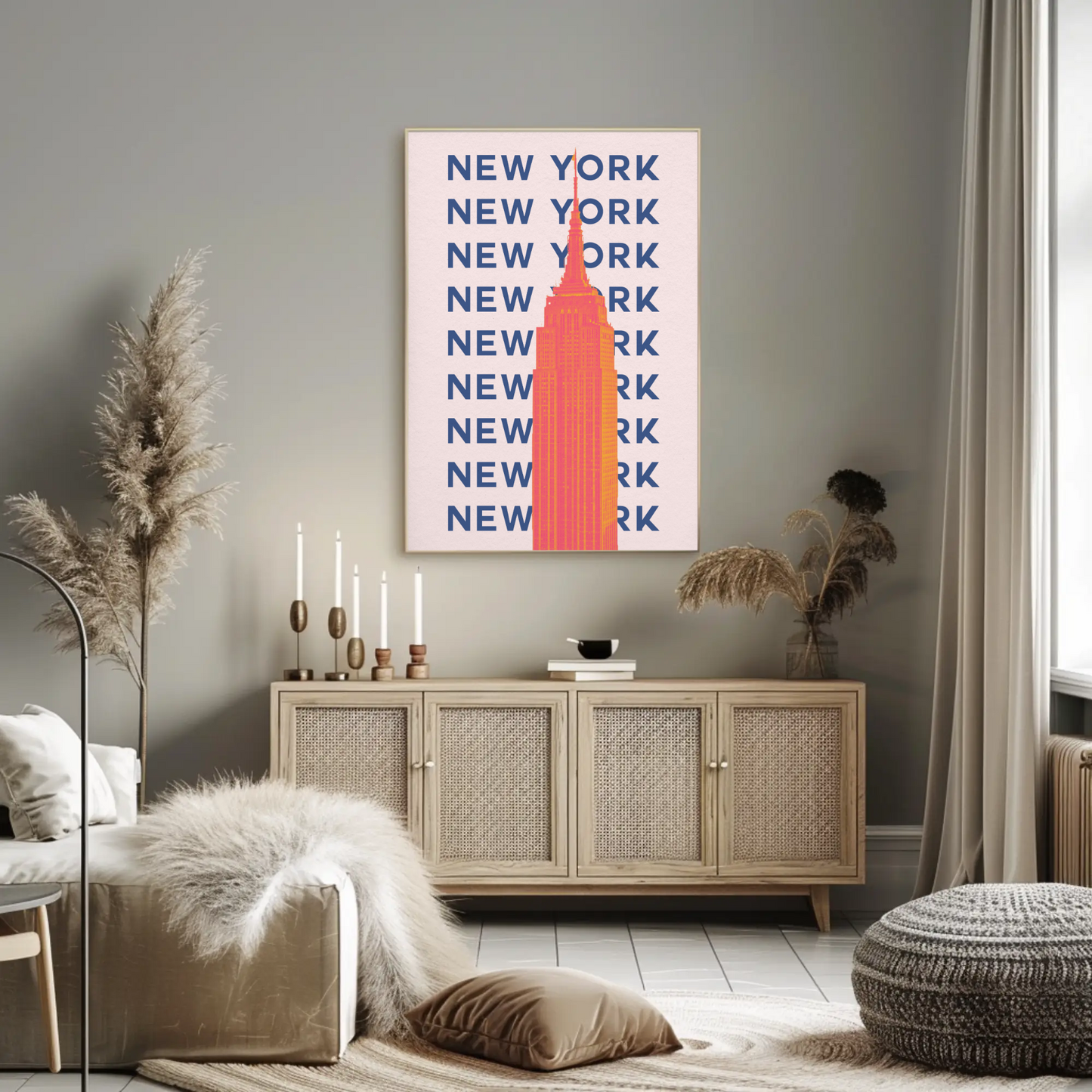 New York Empire State Poster Retro Travel Poster
