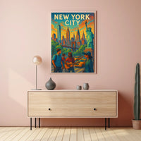 New York City Vibrant Urban Life Poster Modern Wall Art