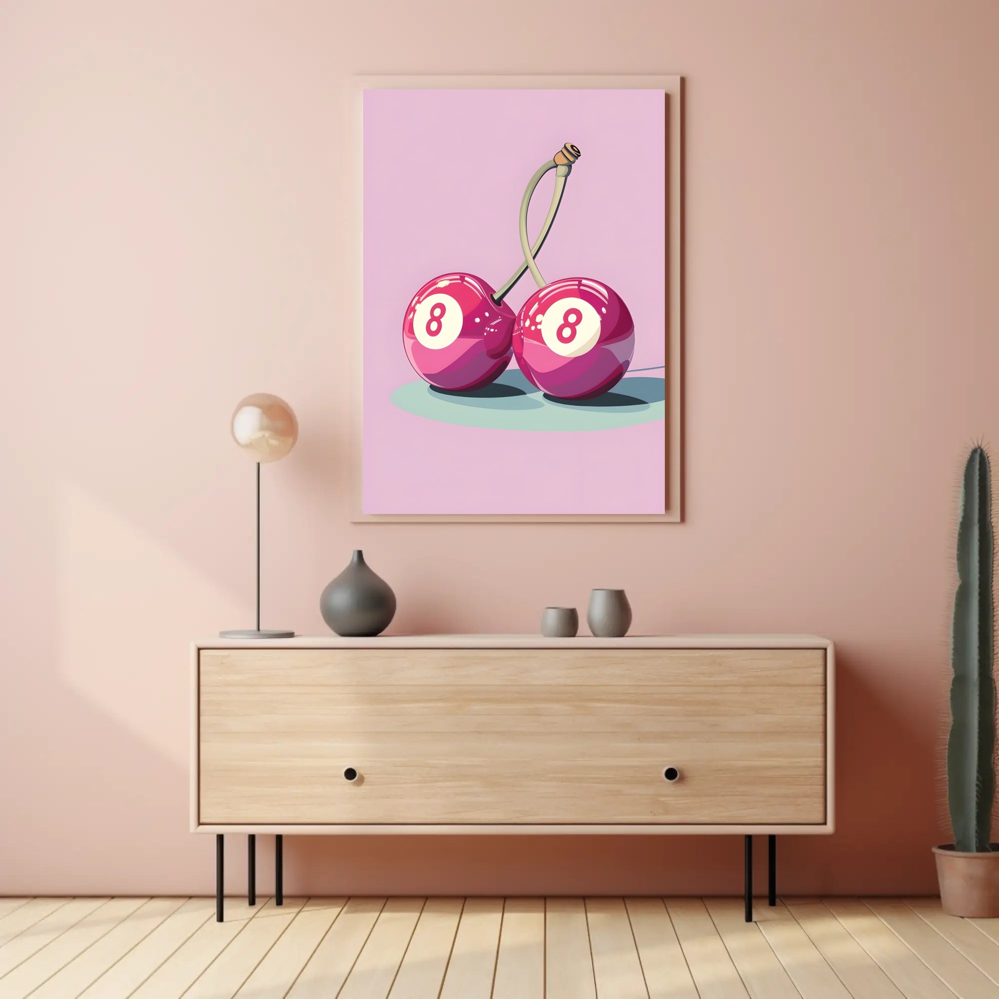 Cherry Billiard Balls Pop Culture Poster PosterGoat