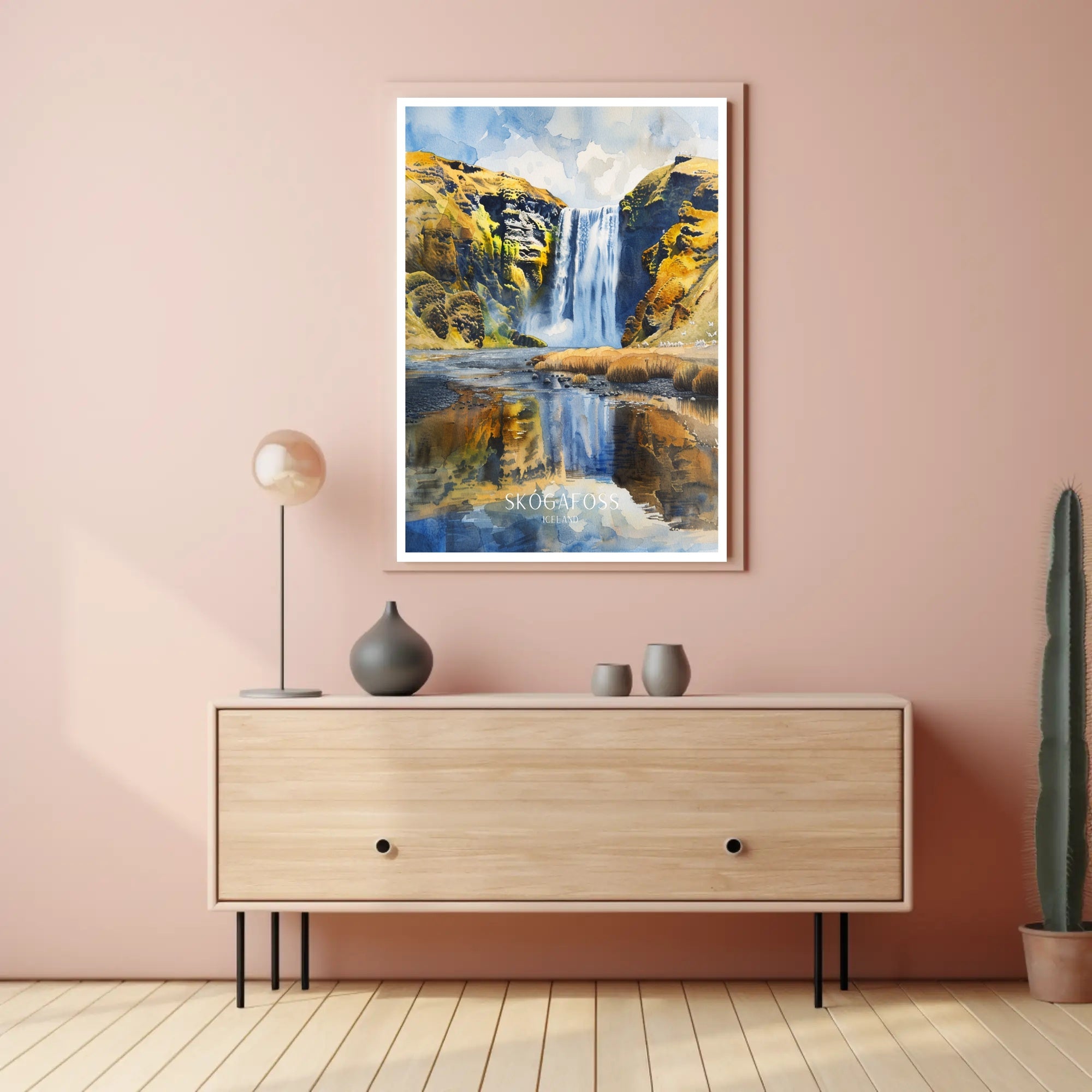 Skógafoss Waterfall Poster PosterGoat