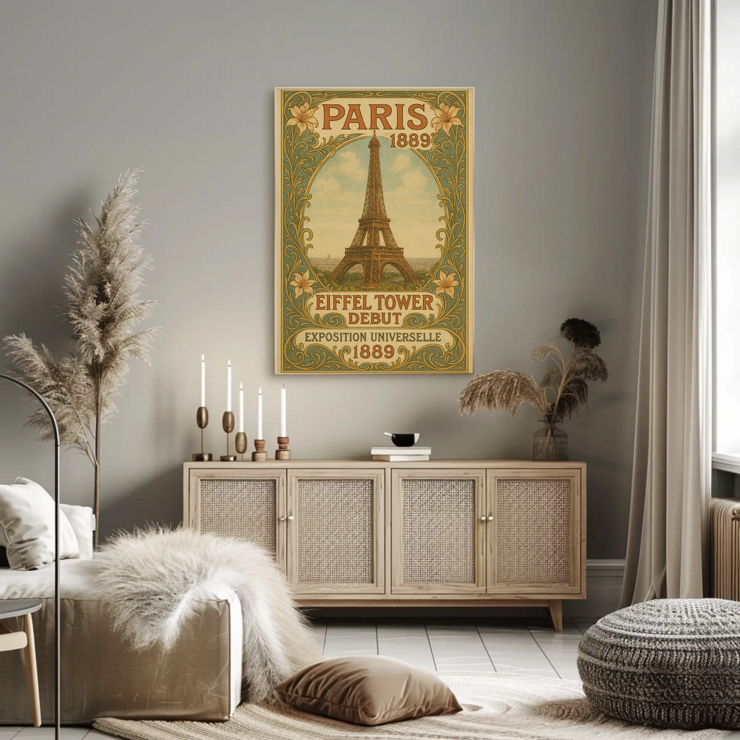 Paris 1889 Eiffel Tower Debut Art Nouveau Travel Poster