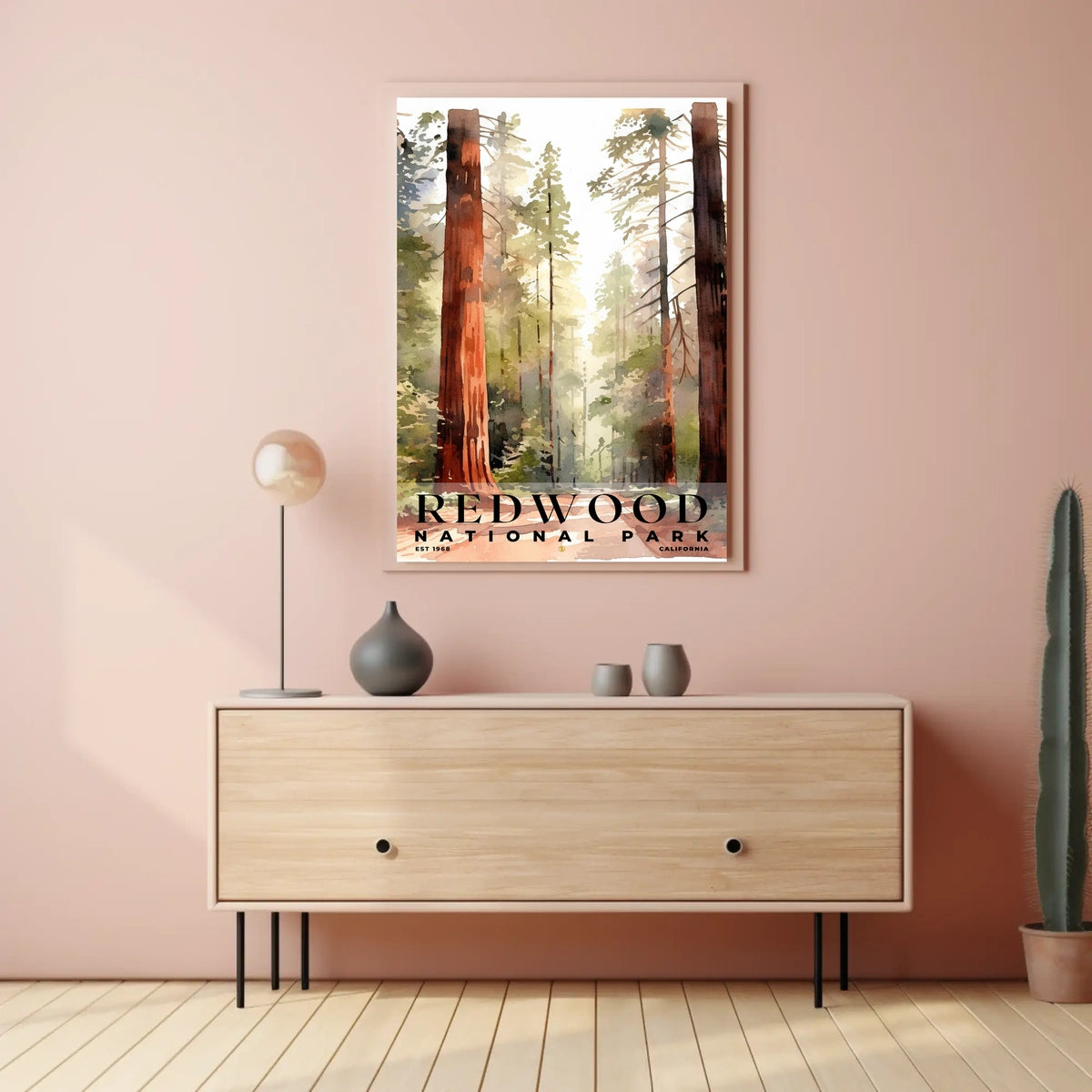 Redwood Watercolor Wall Art Poster