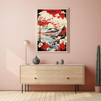 Scenic Kanagawa Japan Vintage Travel Poster