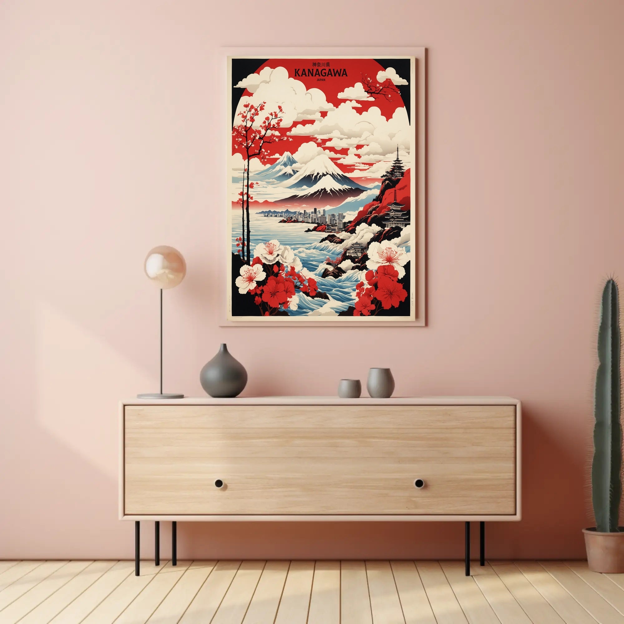 Scenic Kanagawa Japan Vintage Travel Poster