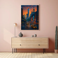 New York City Urban Street Scene Poster Modern Wall Art