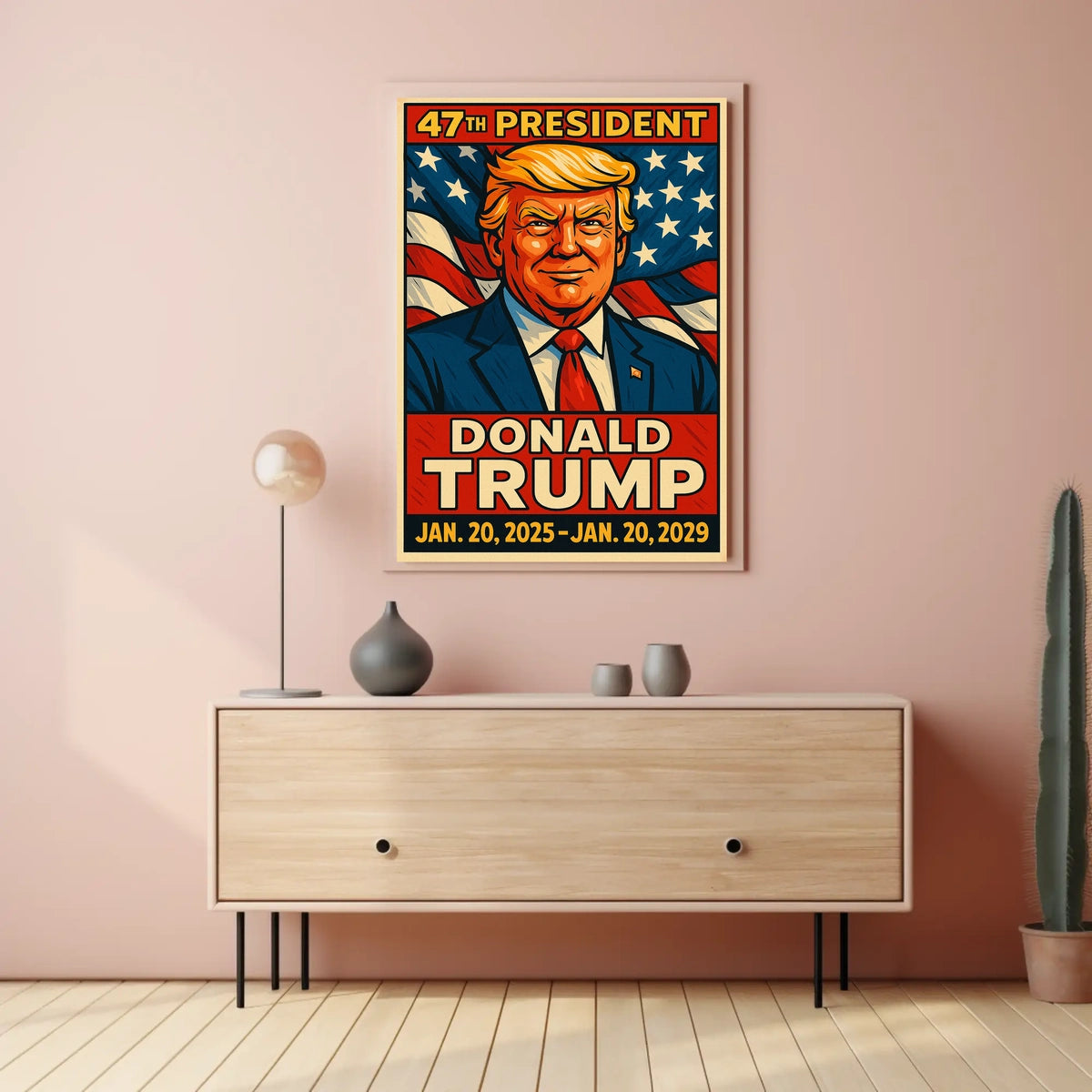 Donald Trump Visionary Leader Sunset Glow Dynamic Pop Art Digital Painting Bold Patriotism Poster