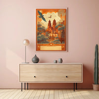 Dreamy Cityscape with Birds Poster