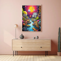 Futuristic Alien Landscape in Vibrant Colors Sci-Fi Poster