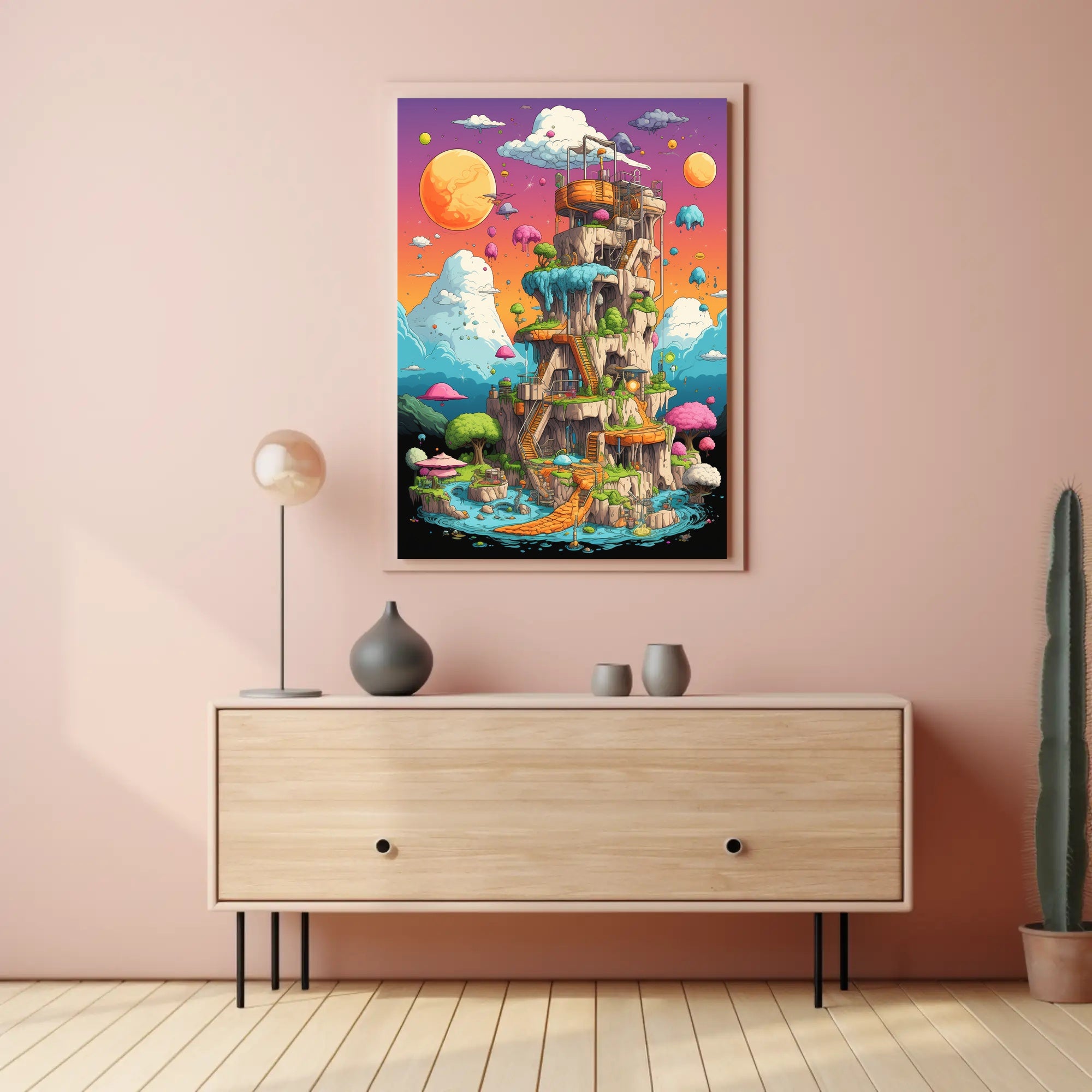 Whimsical Tower in Dreamland Futuristic Sci-Fi Poster