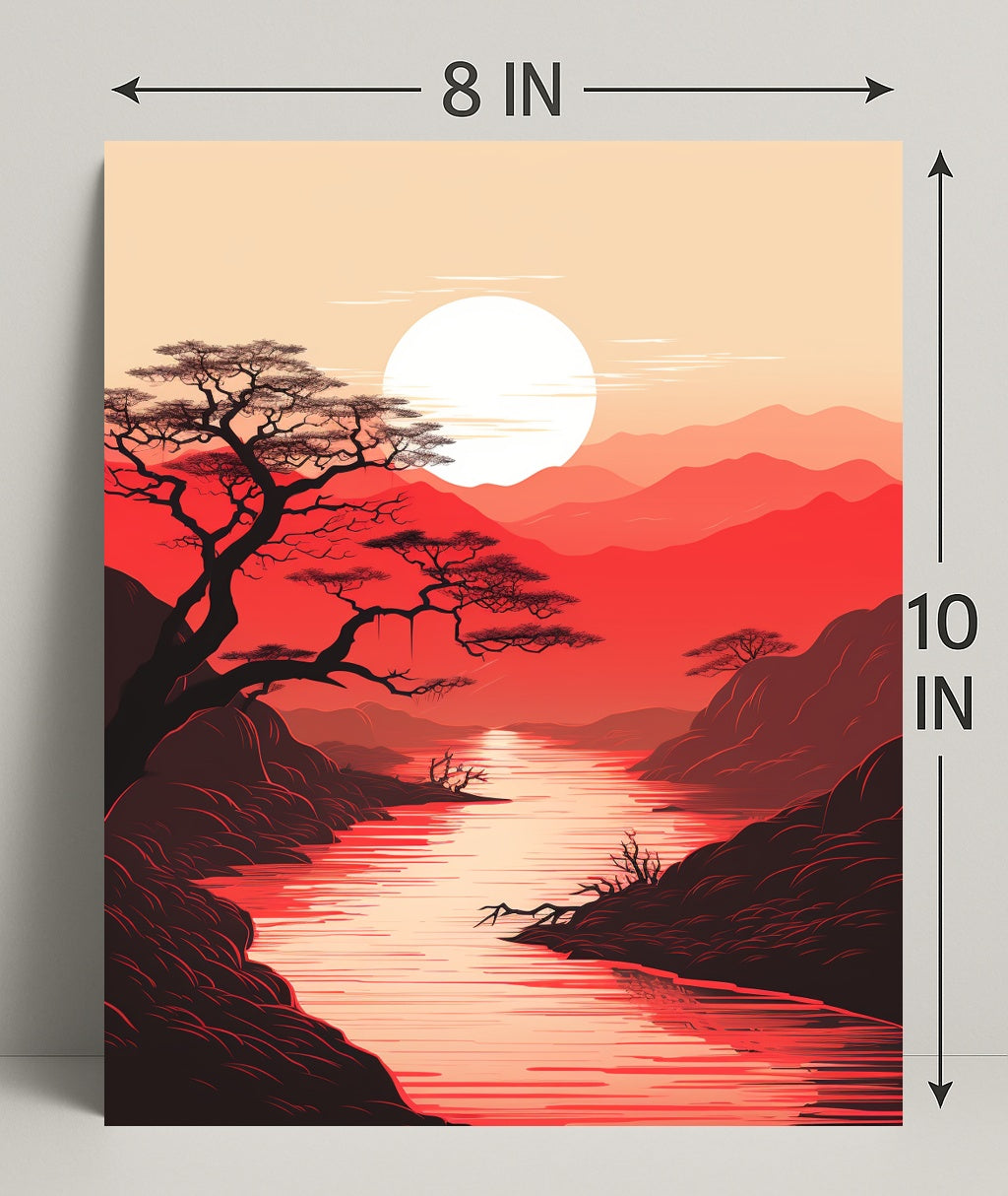 Tranquil Sunset Over Red Mountains Poster