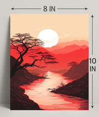 Tranquil Sunset Over Red Mountains Poster