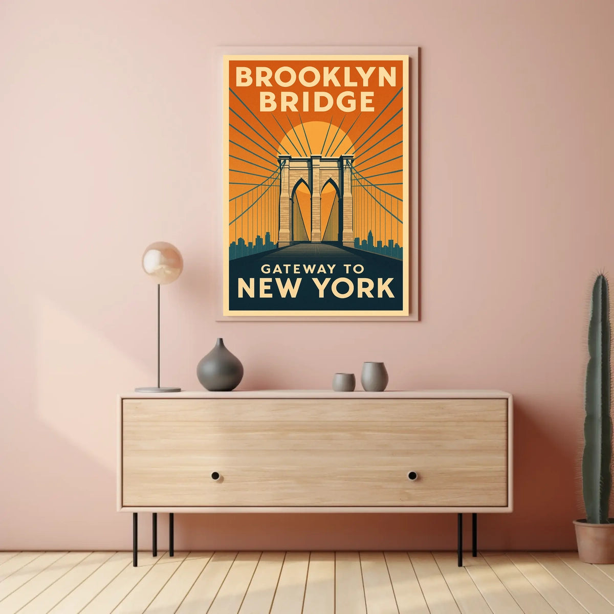 Brooklyn Bridge Gateway Poster Modern Travel Wall Art