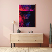 Dramatic Abstract Portrait Poster in Vibrant Colors