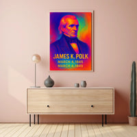 James K. Polk 11th President of the United States Neon Gradient Overlay Poster