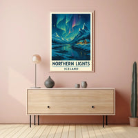 Northern Lights Over Iceland Winter Travel Poster PosterGoat