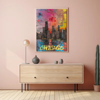 Chicago Skyline in Vibrant Abstract Urban or Cityscape Poster