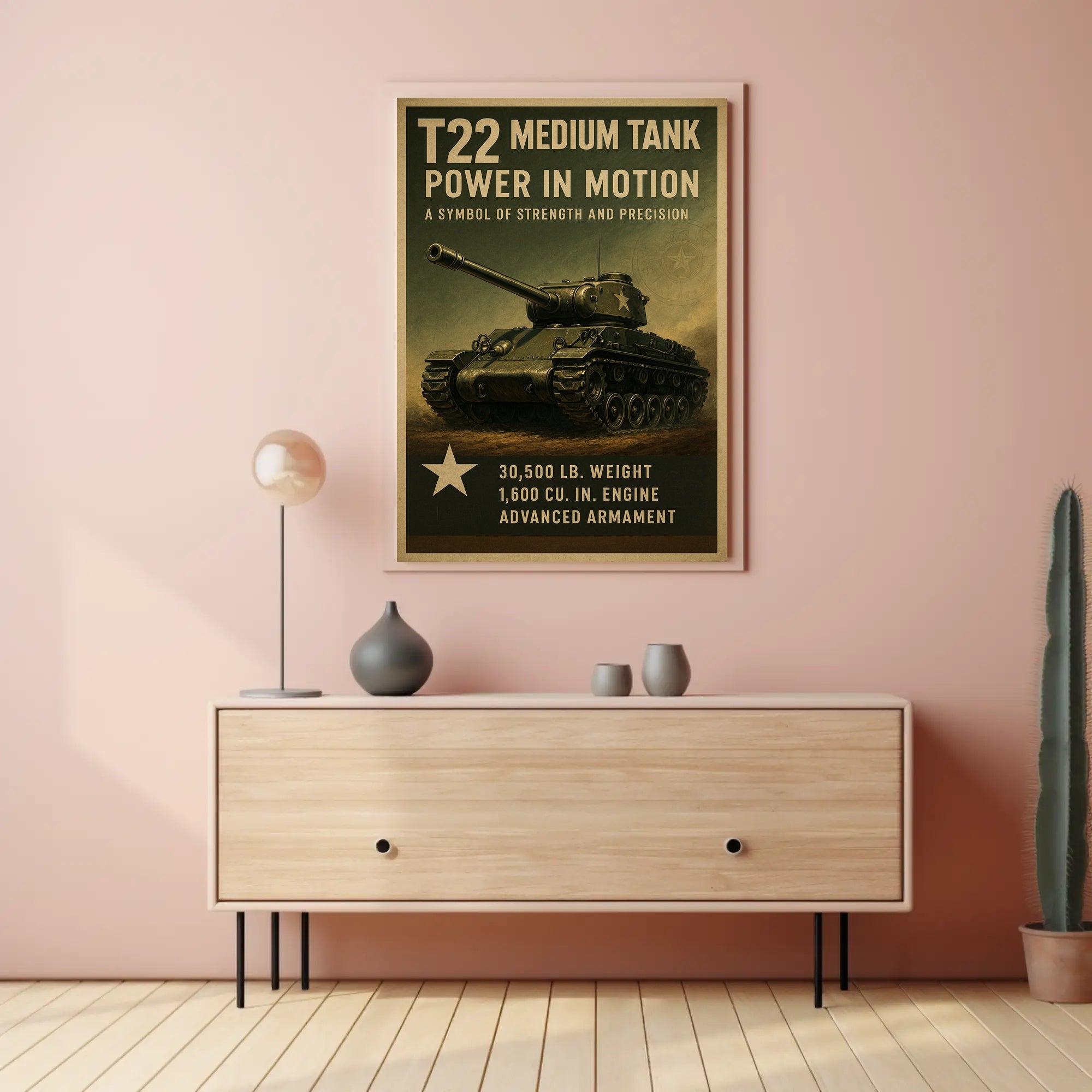 T22 Medium Tank Vintage Military Recruitment Poster