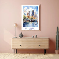 Melbourne Skyline Illustration Travel Poster PosterGoat