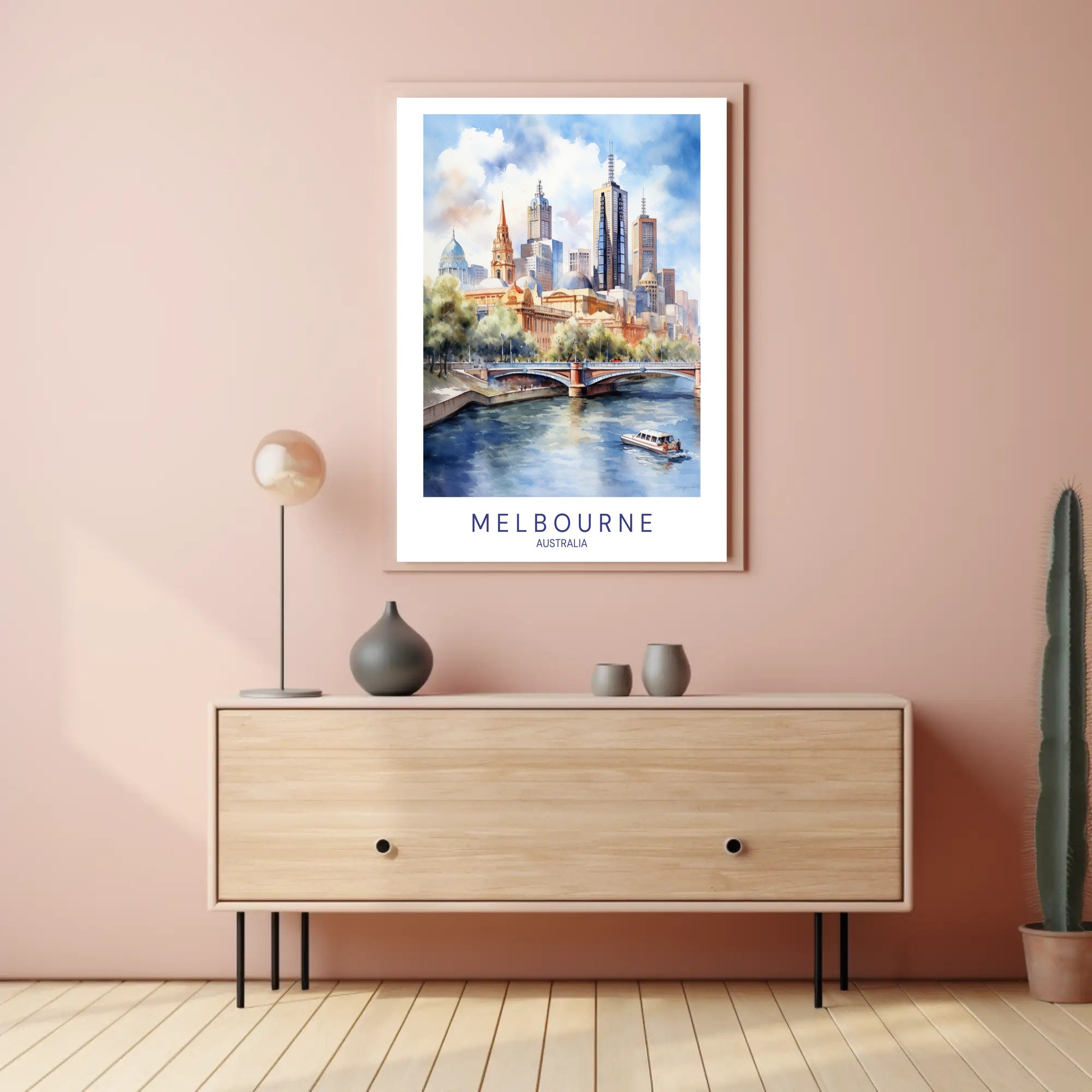 Melbourne Skyline Illustration Travel Poster PosterGoat