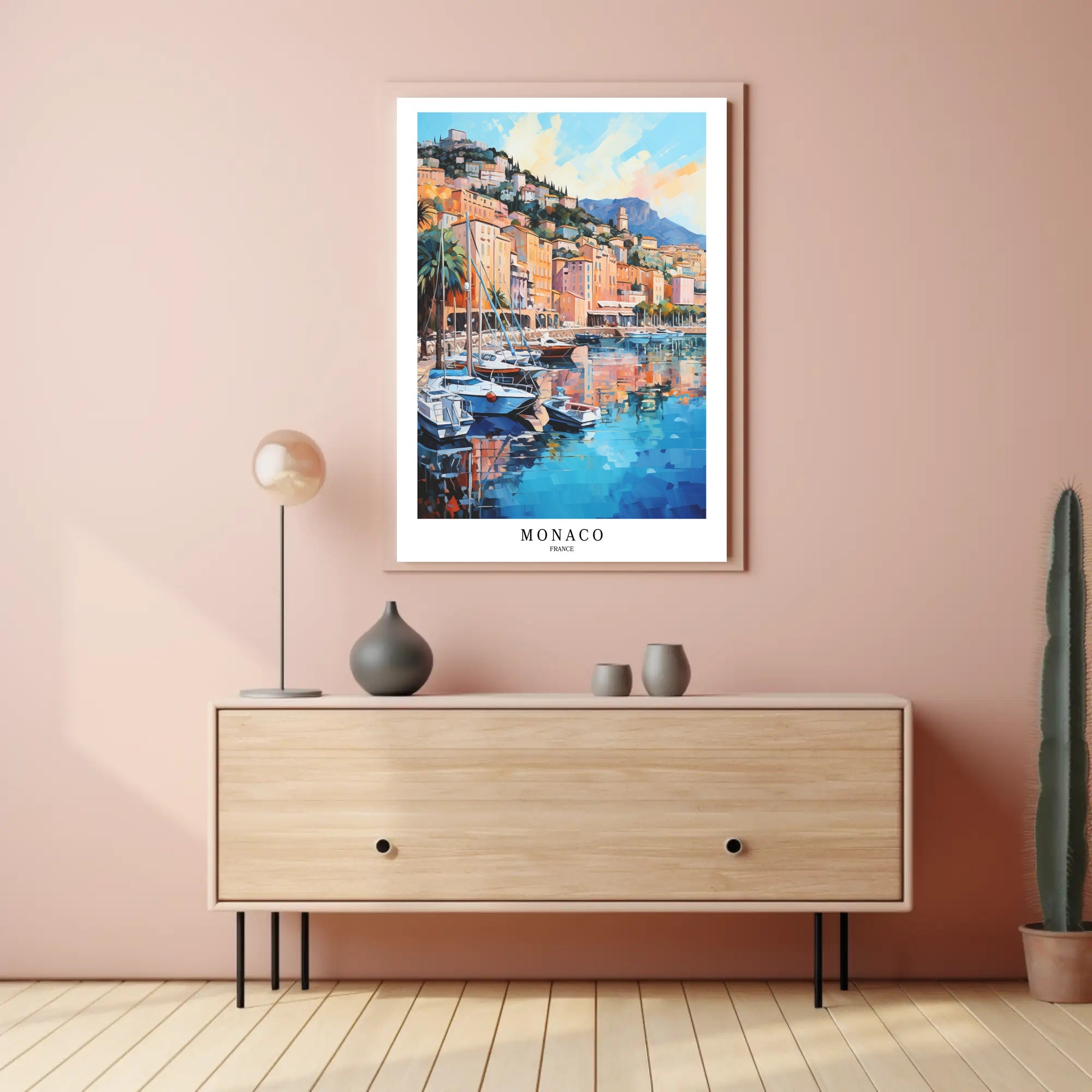 Monaco Harbor Impressionistic Style Travel Poster PosterGoat