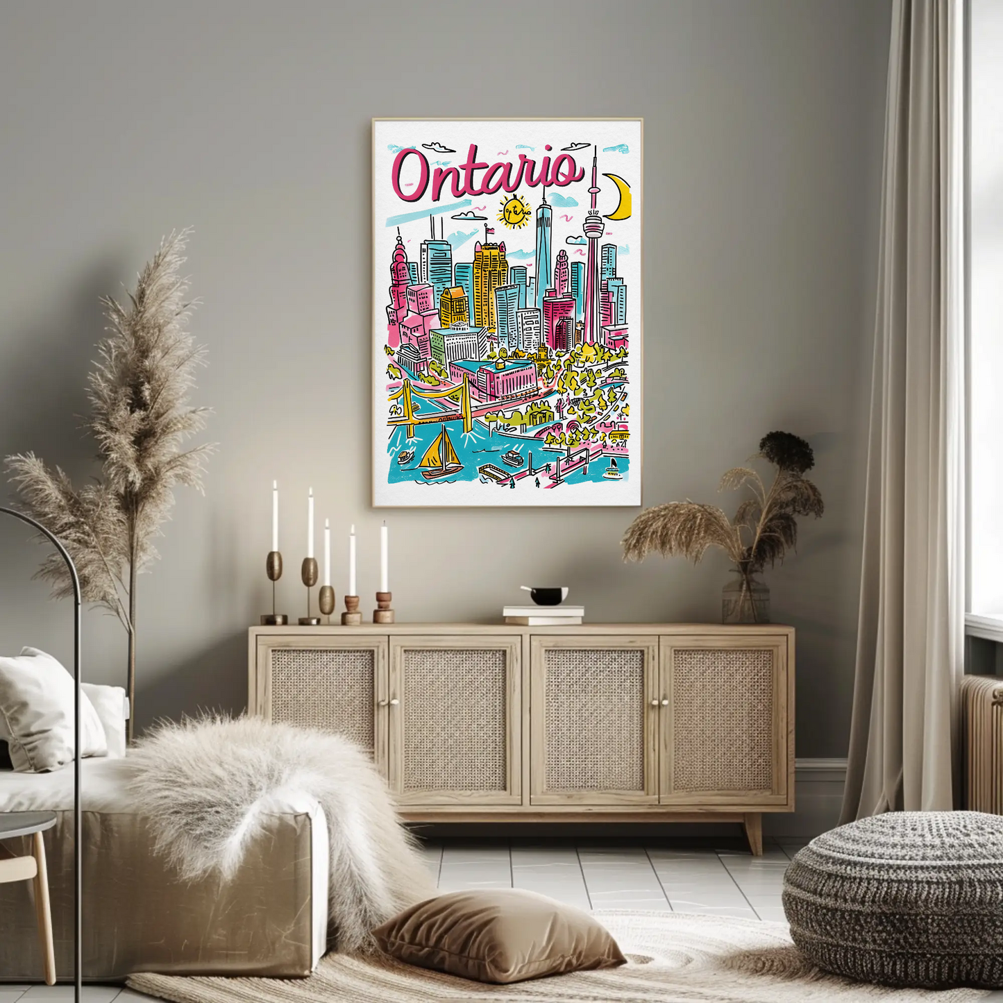 Ontario Canada Skyline and Harbor Travel Poster