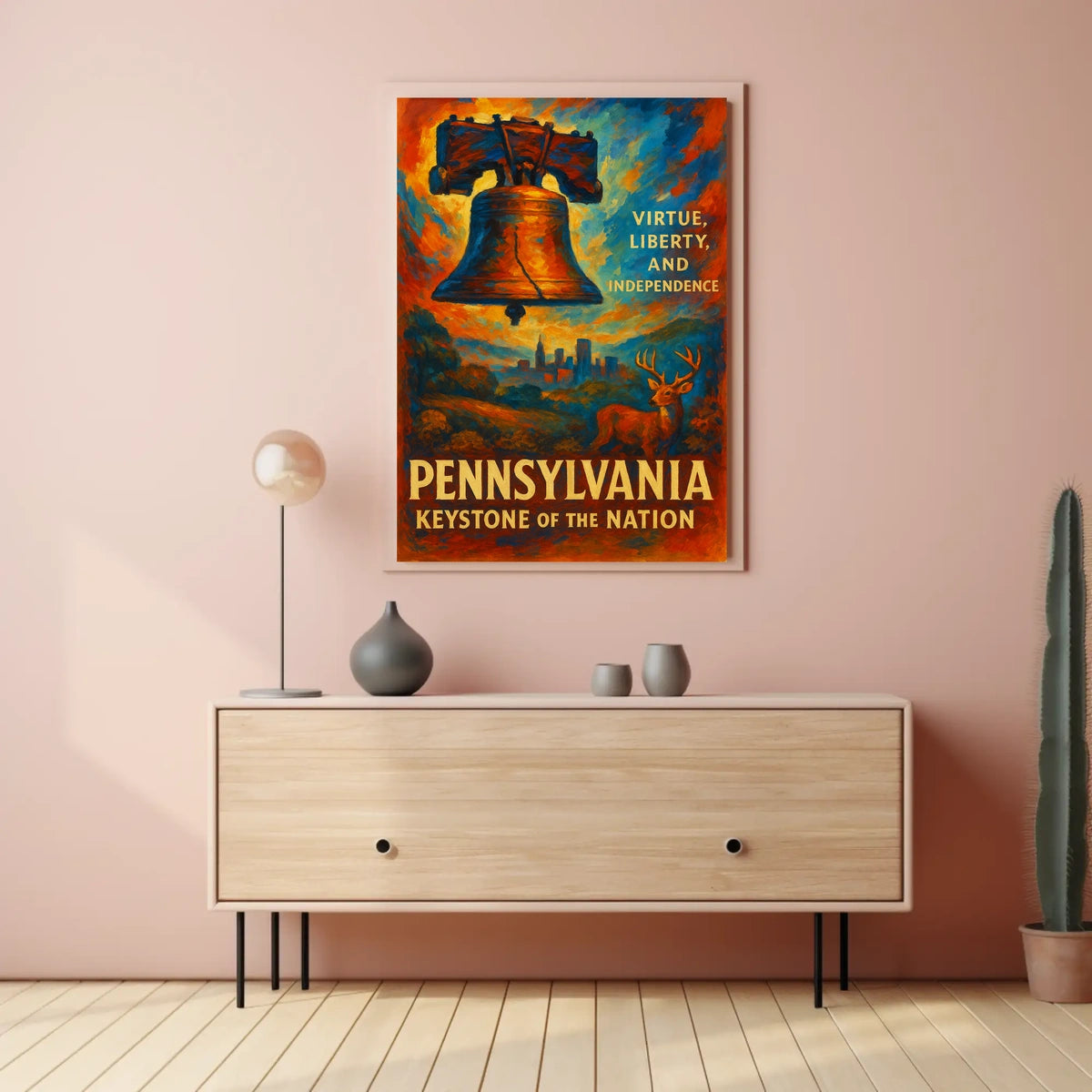 Pennsylvania Keystone of the Nation Poster Patriotic Decor