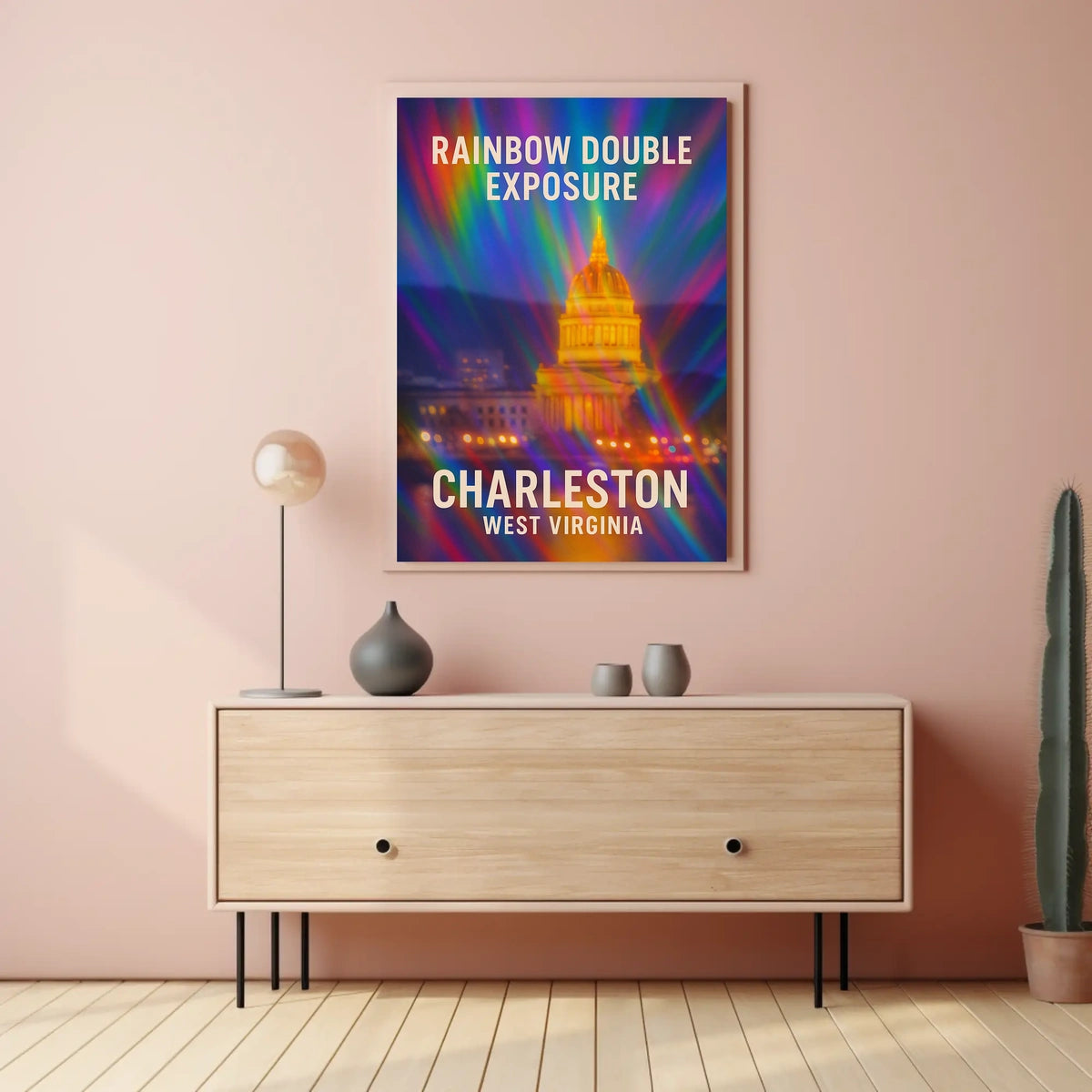 Rainbow Double Exposure Charleston Poster