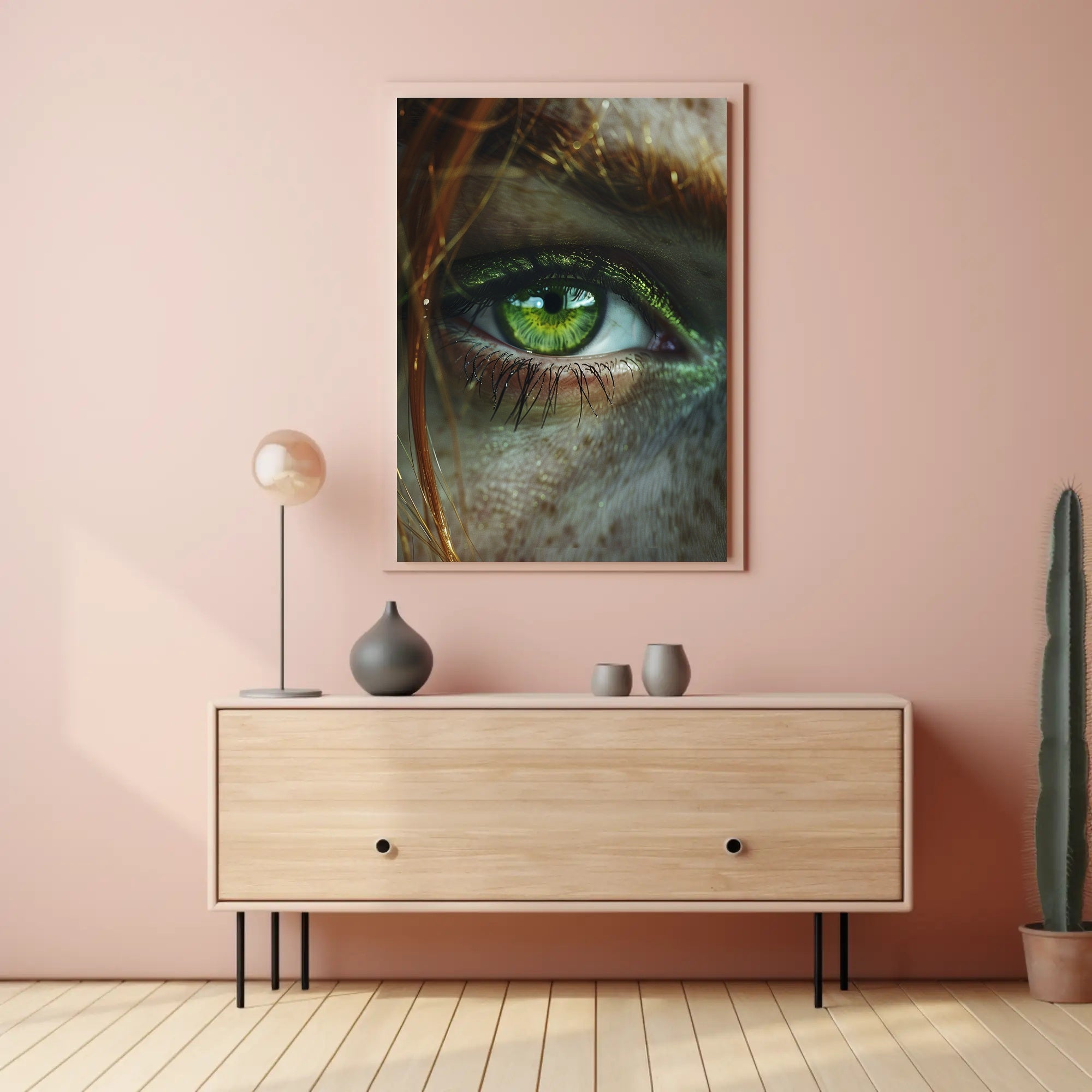 Vivid Green Eye Photorealistic Art Poster Print PosterGoat