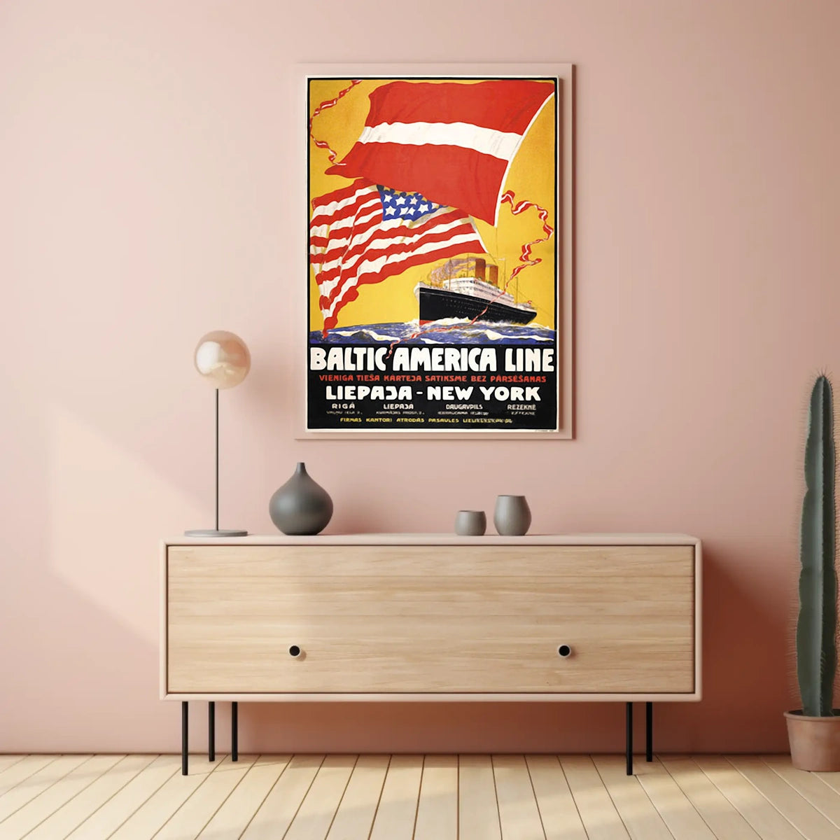 Baltic America Line Vintage Travel Poster Art