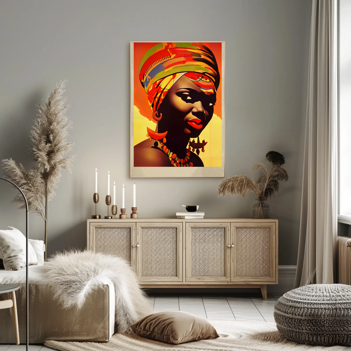 Bold African Woman Closeup Tribal Style Travel Poster