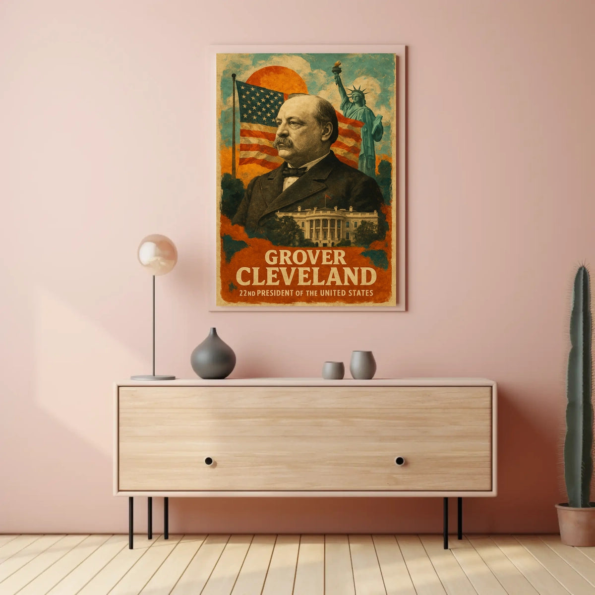Grover Cleveland 22nd President of the United States Layered Digital Collage Poster