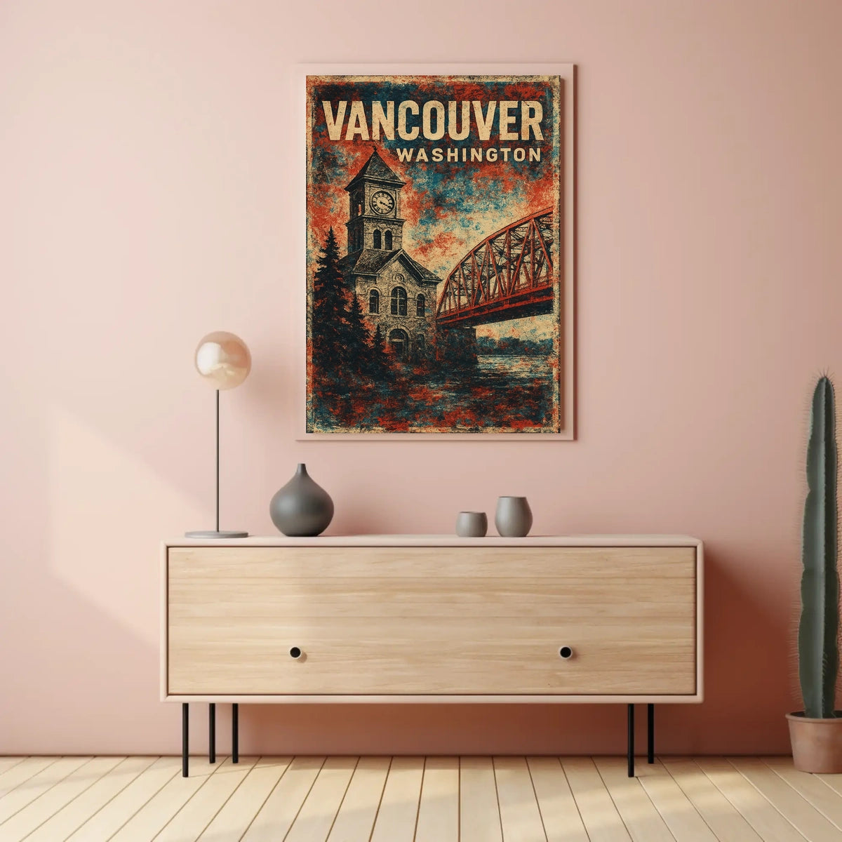 Vancouver Washington Vintage Travel Souvenir Poster