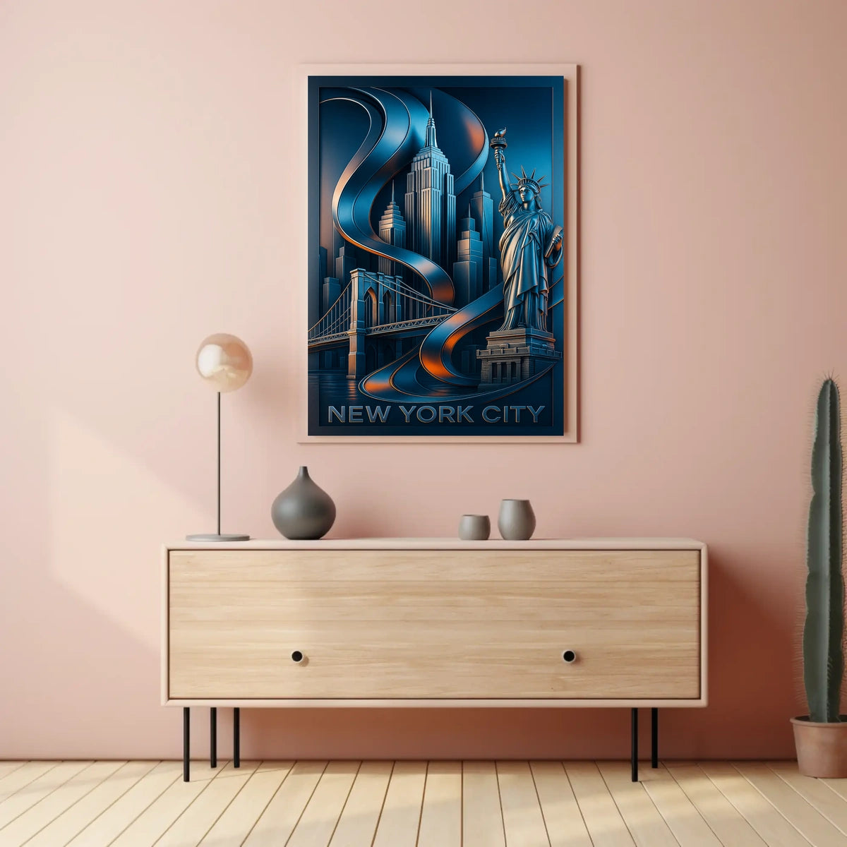 New York City Futuristic Landmarks Poster Modern Wall Art