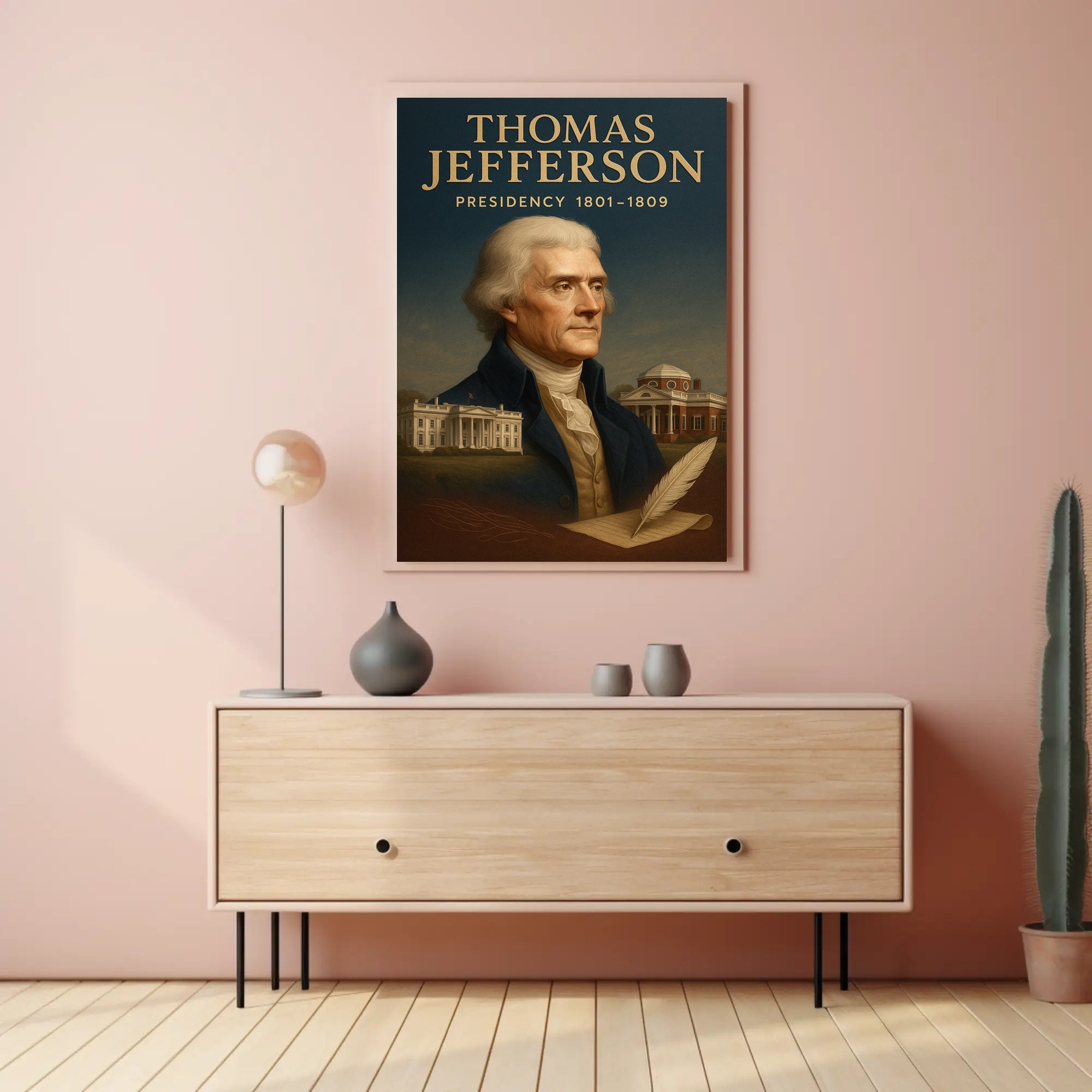 Thomas Jefferson Vintage Presidential Art Print - Historical Poster