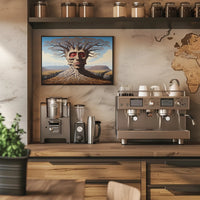 Surreal Tree Face in a Mystical Desert: Artistic Poster