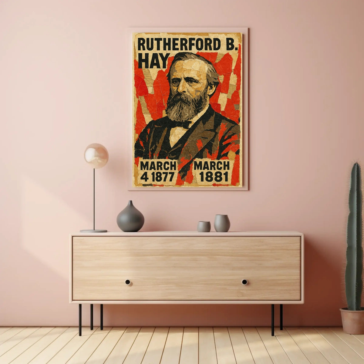 Rutherford B. Hayes 19th President of the United States Layered paper Collage Poster