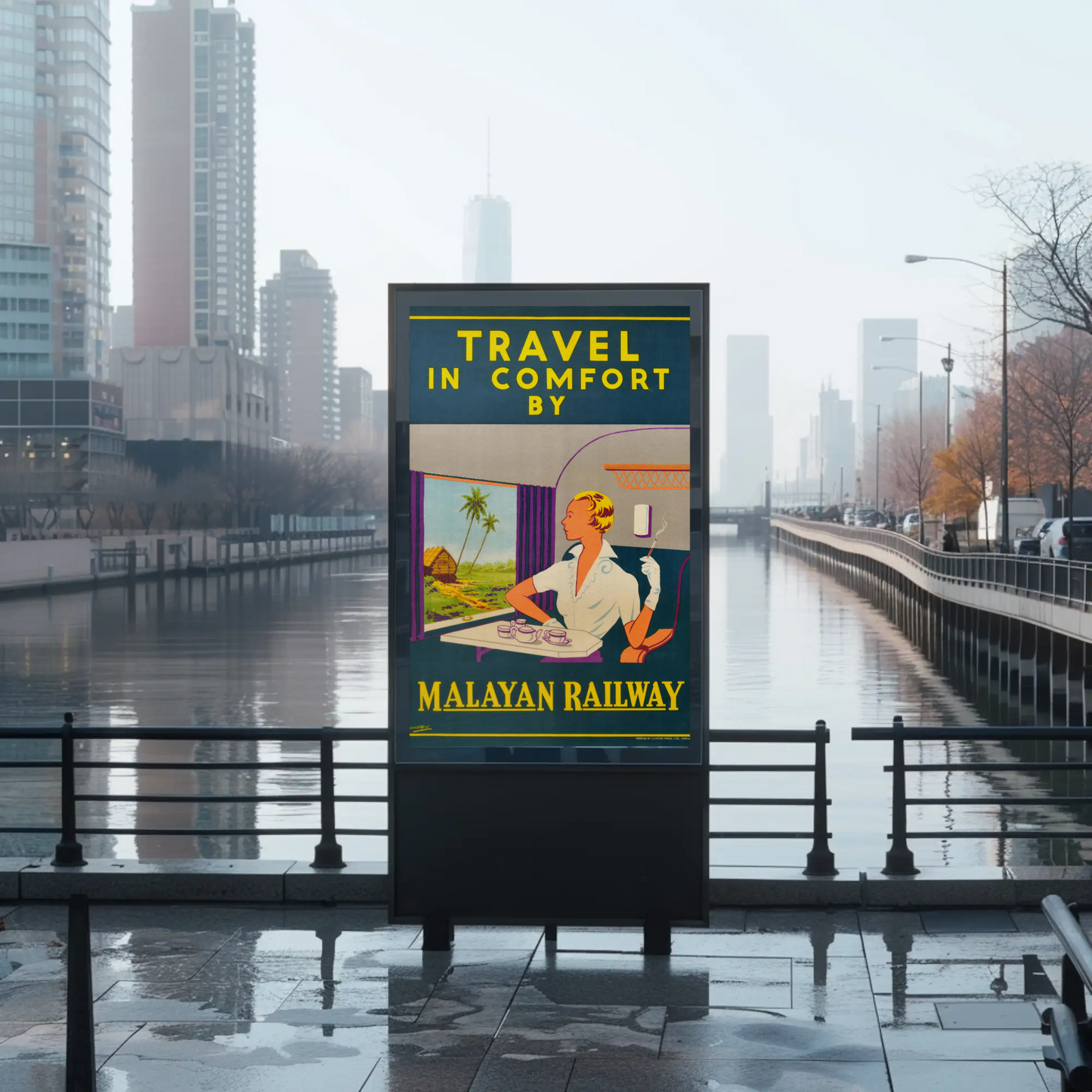 Malayan Railway - Travel in Comfort Vintage Travel Poster